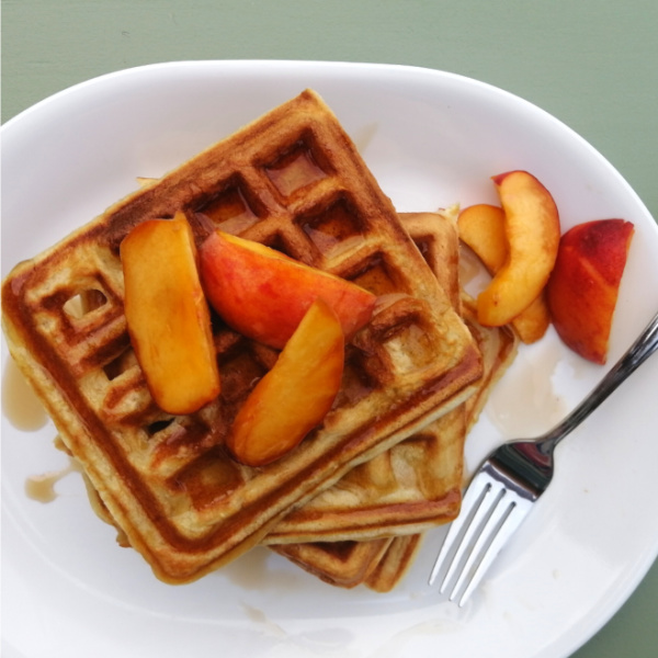 German Waffles Recipe (with Cherry Sauce and Whipped Cream)