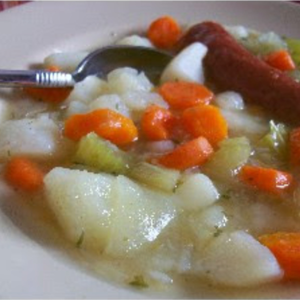 German traditional KARTOFFELSUPPE potato and sausage soup on woo #2 Coffee  Mug by JM Travel Photography - Fine Art America