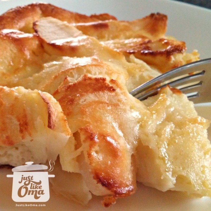 German Apple Pancake, oven-baked, and puffed to perfection